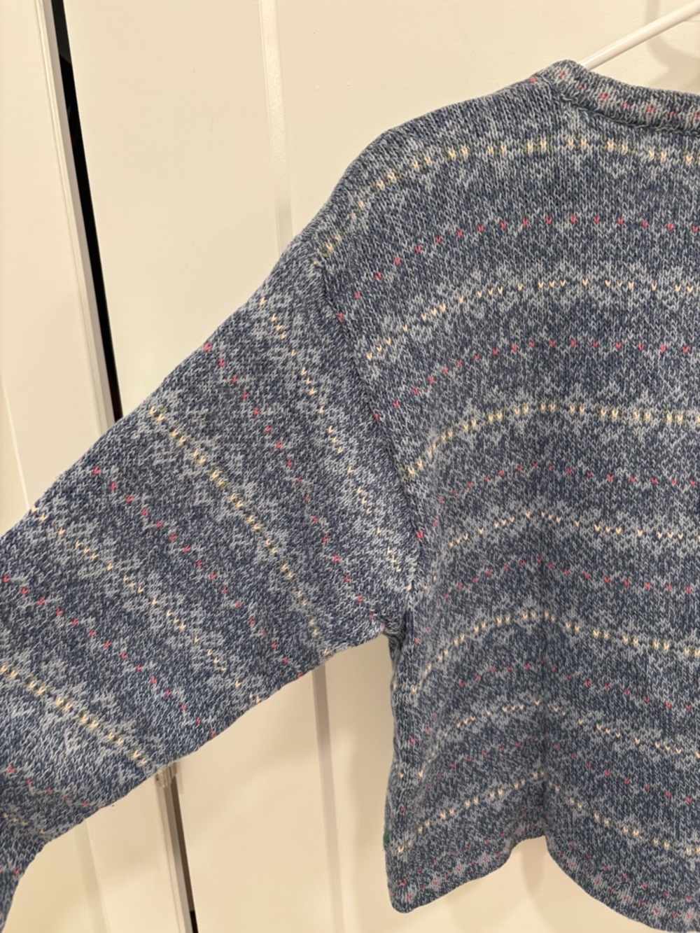 Vintage 90s Appleseed’s Hand Knit Embroidered Cotton Ramie Cardigan Size Small - Picture 7 of 10